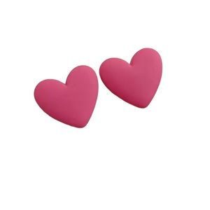 Vibrant Pink Heart Large Stud Earrings